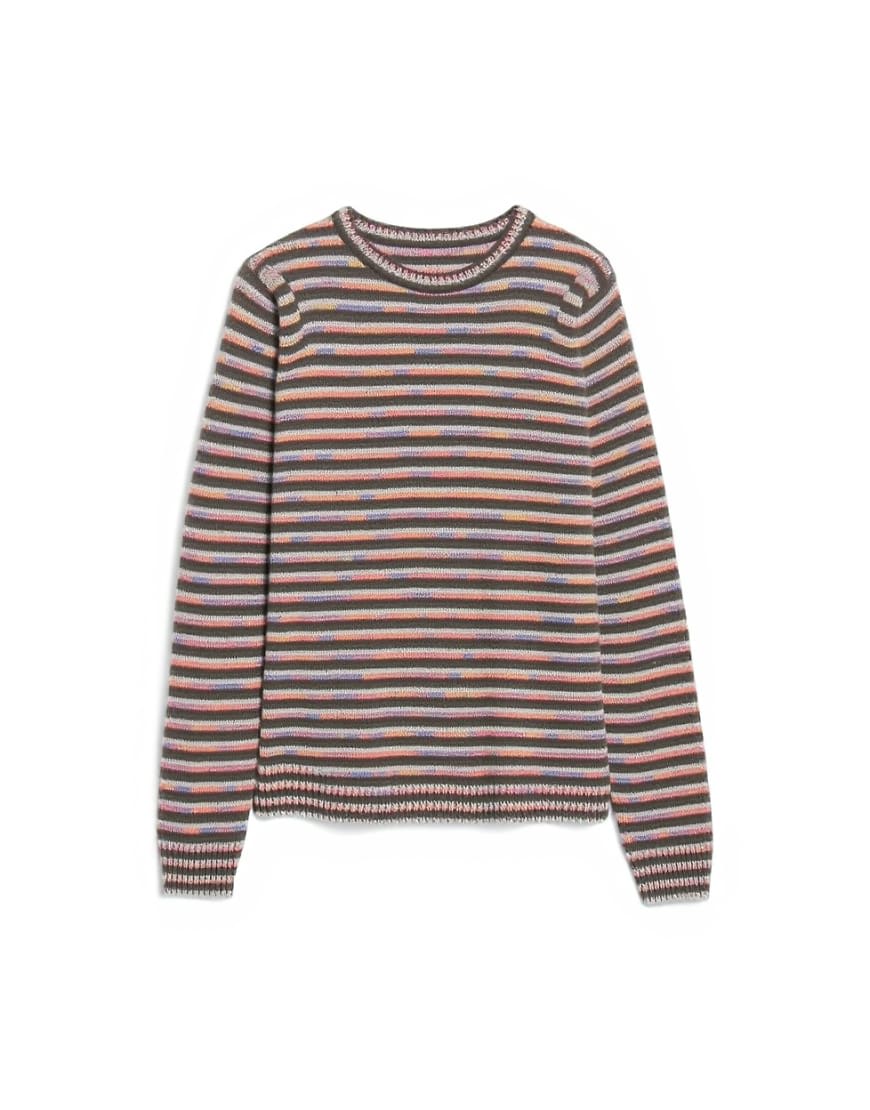 Topman regular fit knitted twist stripe jumper in khaki