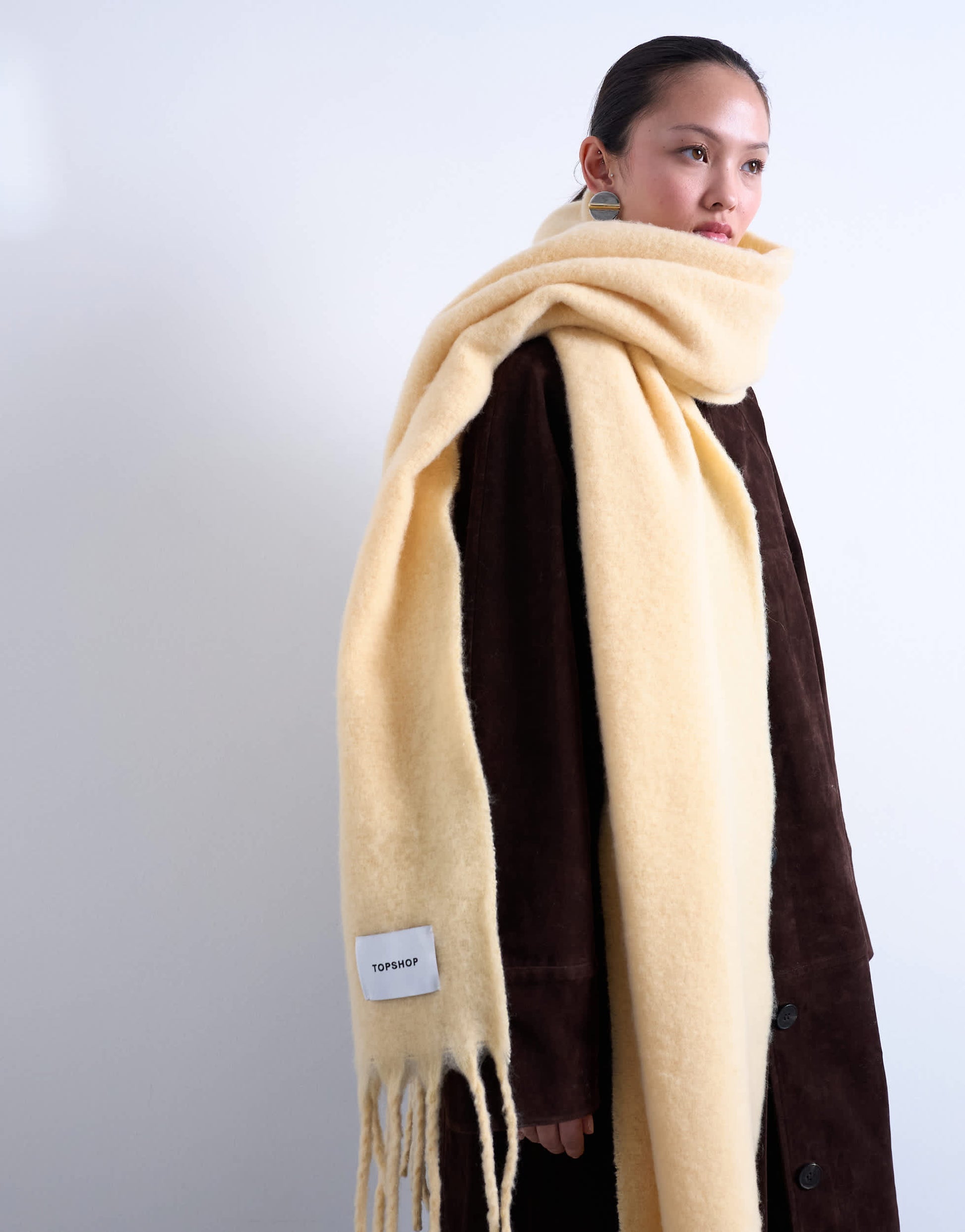 Topshop Sydney blanket scarf in buttermilk