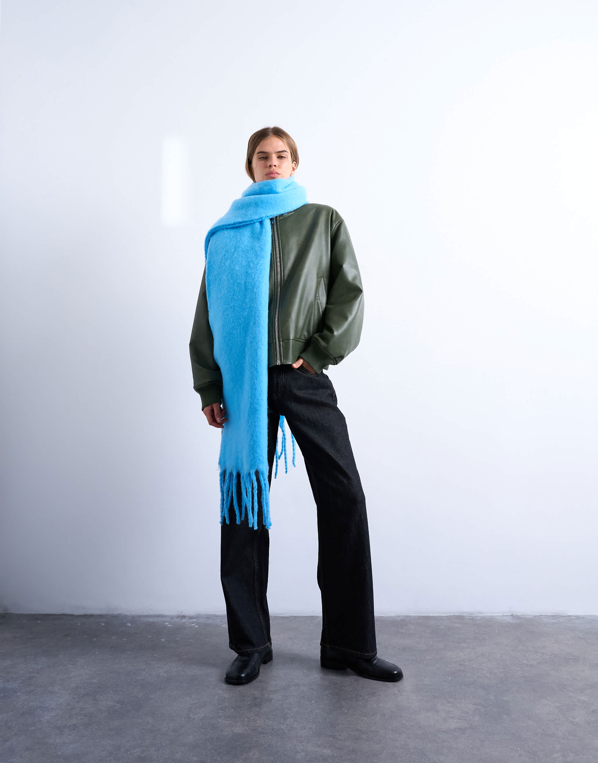 Topshop Sydney blanket scarf in blue