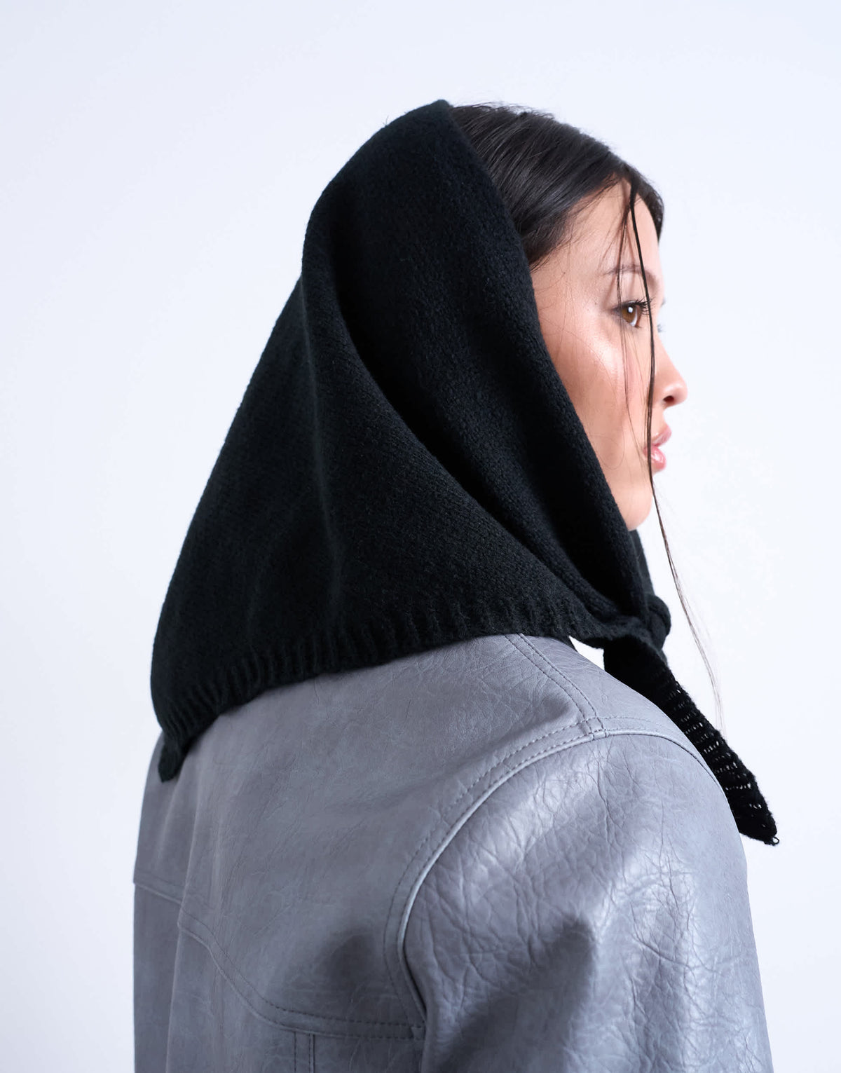 Topshop Heidi hooded scarf in black