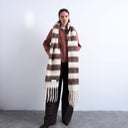 Topshop Sydney blanket scarf in brown & white stripe