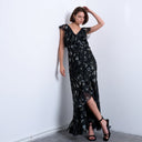 Robe premium Topshop à volants et plis creux, motif de fleurs de lilas tombantes