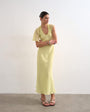 Topshop asymmetric flutter sleeve maxi dress with seaming in lemon