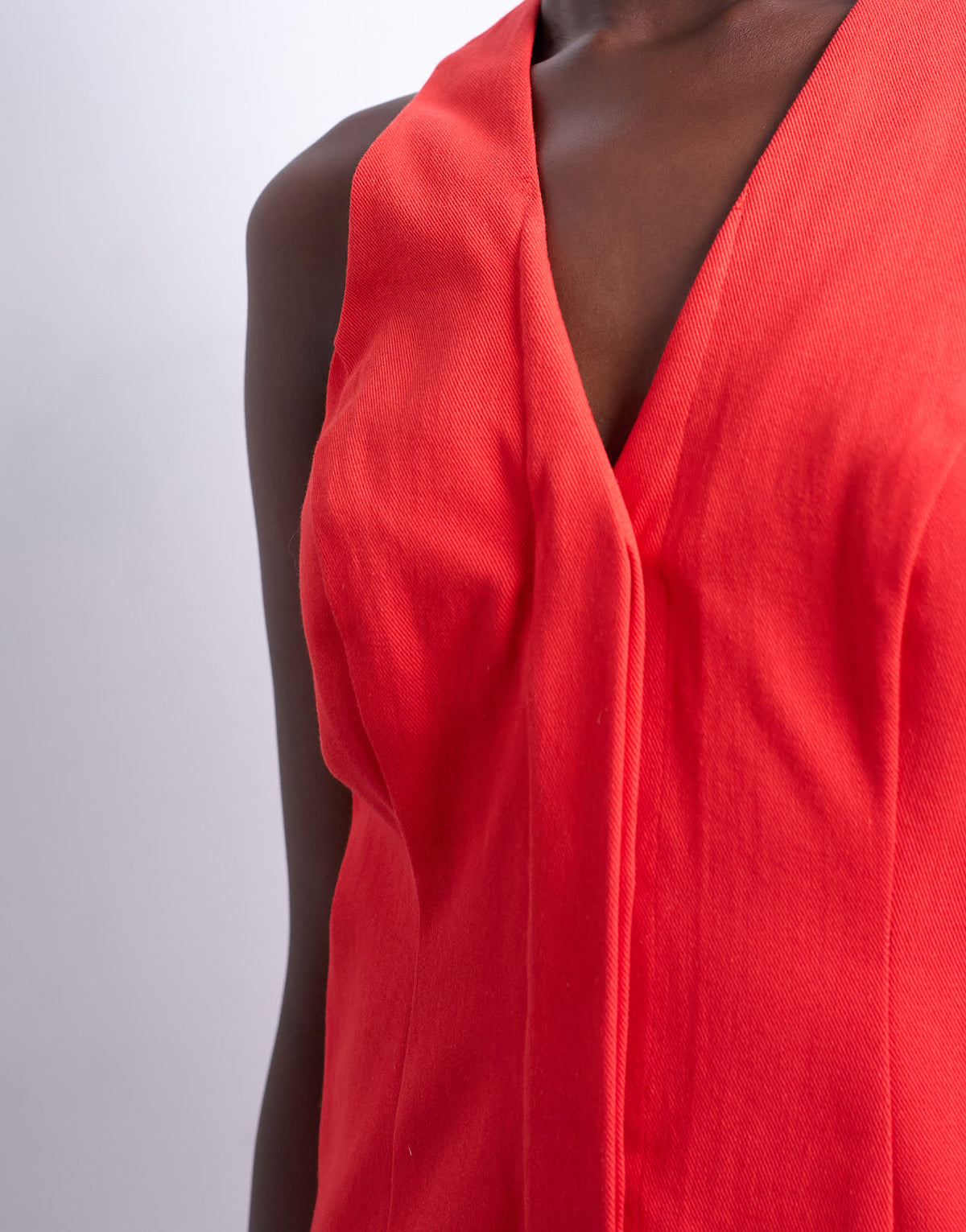Topshop v neck clean placket structured mini dress in red