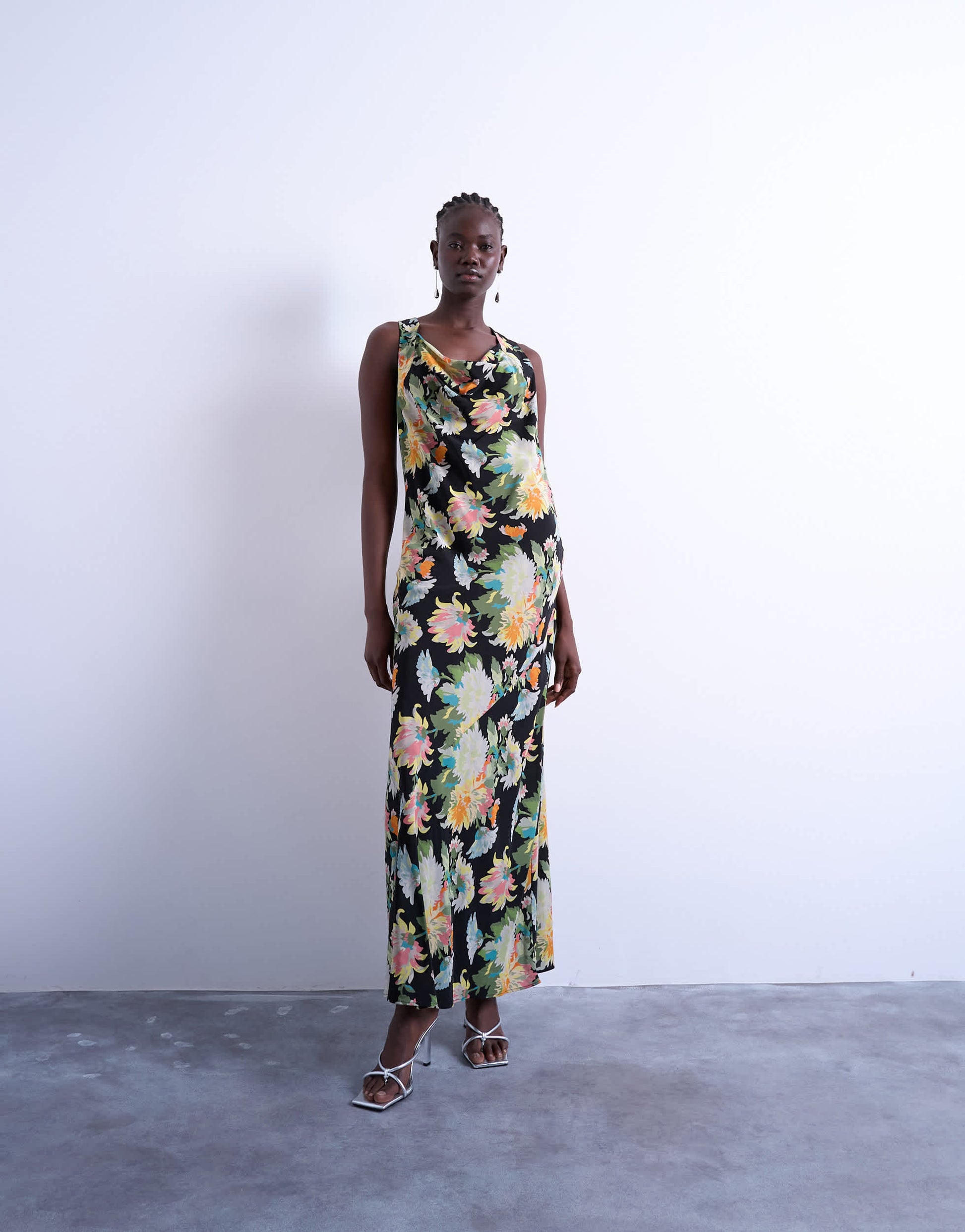 topshop bohemian dress TOPSHOP - BOHO BLACK FLORAL LONG SLEEVE MAXI PRAIRIE DRESS