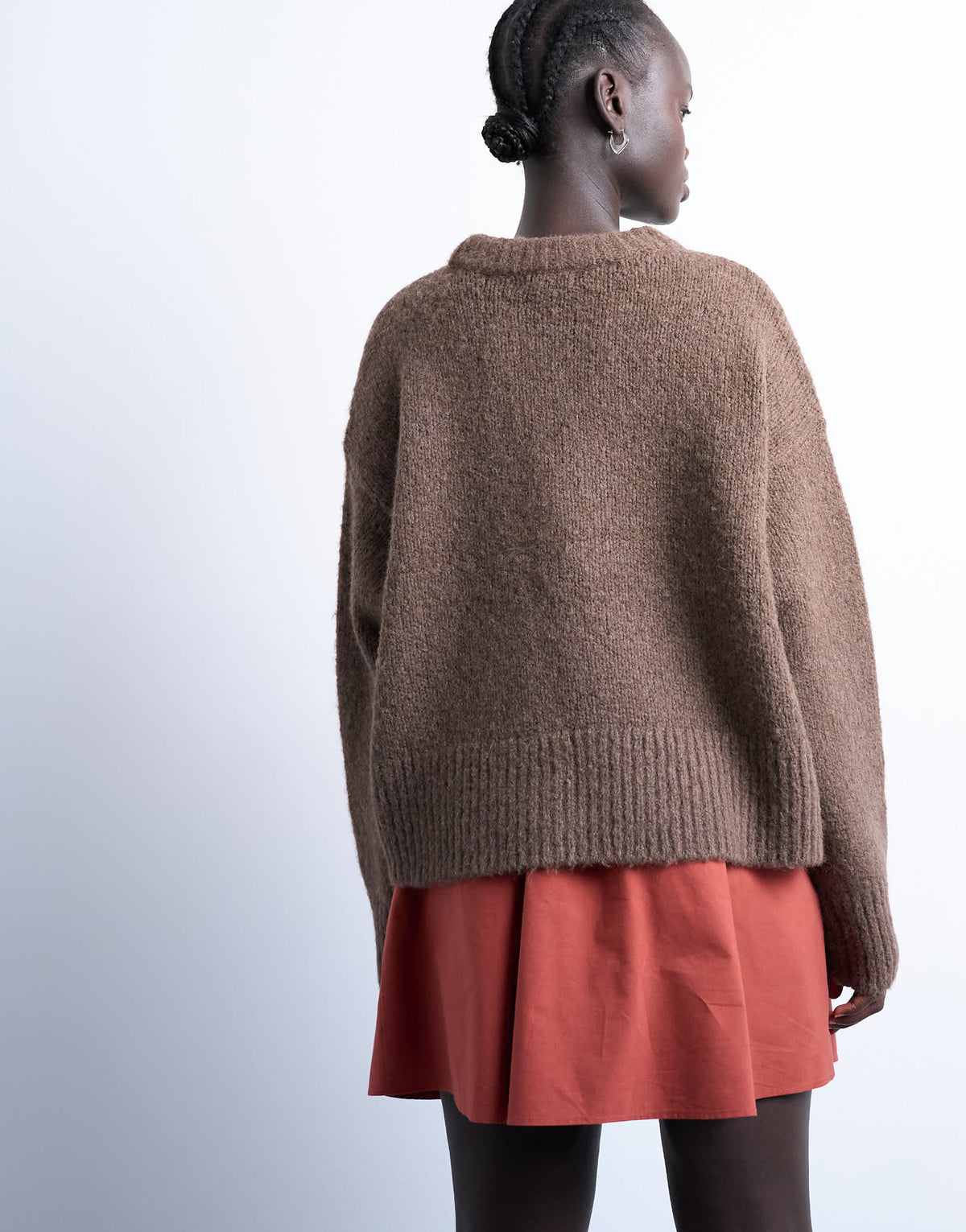 Topshop elasticated mini skirt in rust 