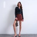 Topshop sequin mini skirt in burgundy