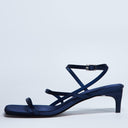 Sandales Topshop Automne minimalistes à talon moyen en satin bleu marine