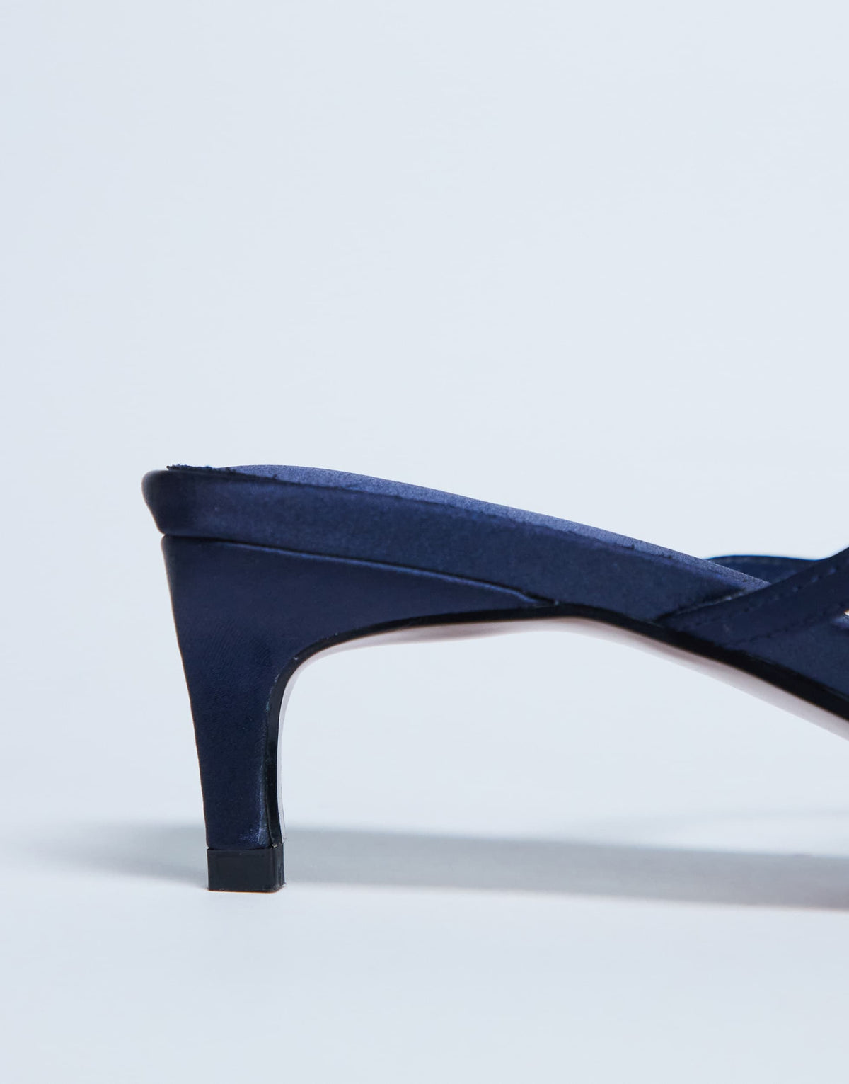 Topshop Autumn minimal mid heel sandal in navy satin