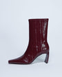 Topshop Pearl point toe ankle boot in burgundy eel