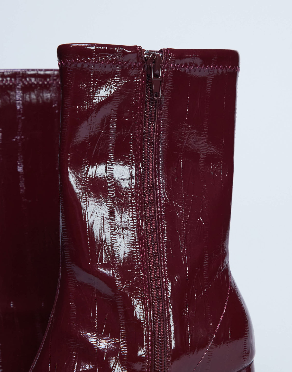 Topshop Pearl point toe ankle boot in burgundy eel
