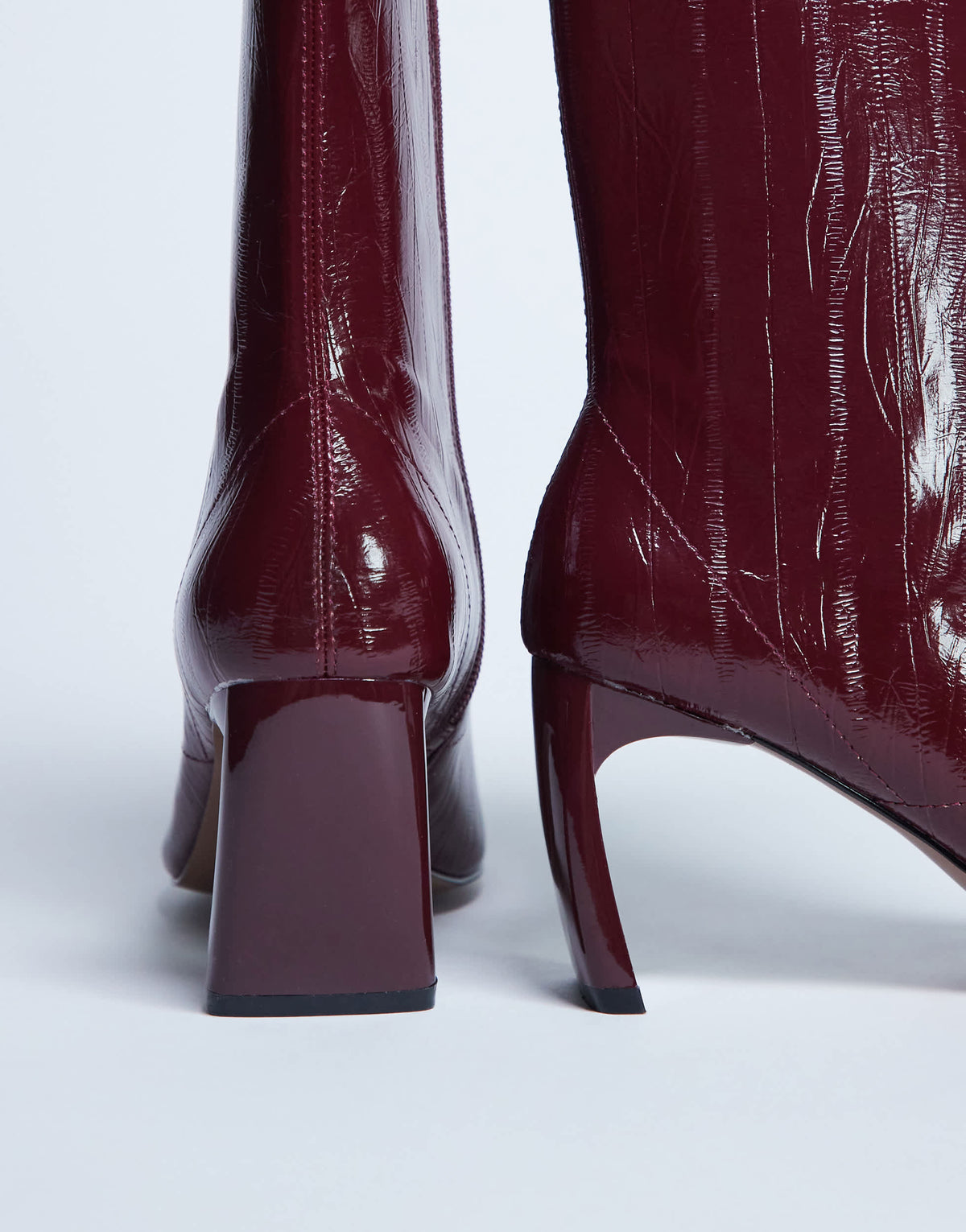 Topshop Pearl point toe ankle boot in burgundy eel
