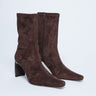 Topshop Pearl point toe faux suede ankle boot in chocolate