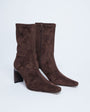 Topshop Pearl point toe faux suede ankle boot in chocolate