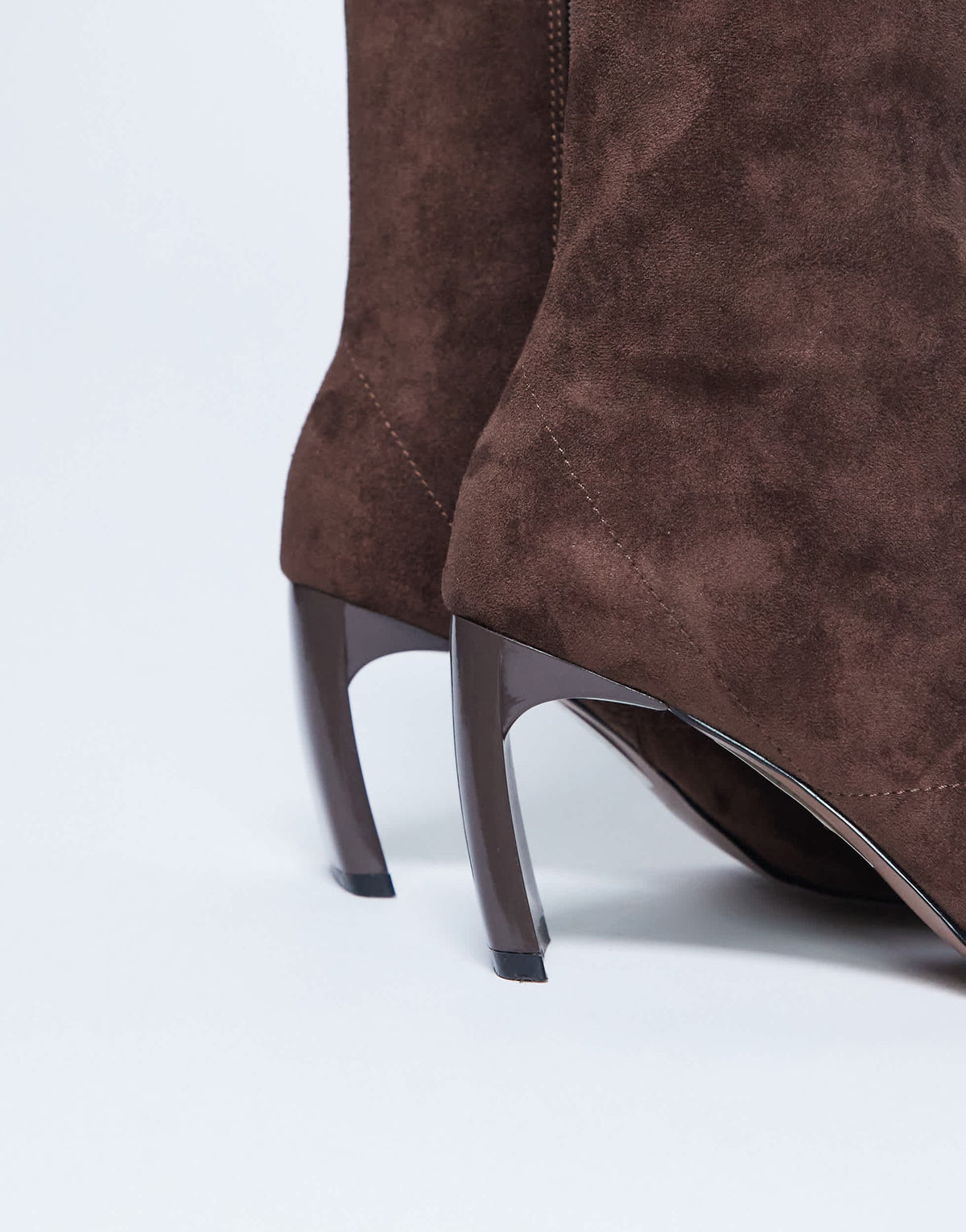 Topshop Pearl point toe faux suede ankle boot in chocolate