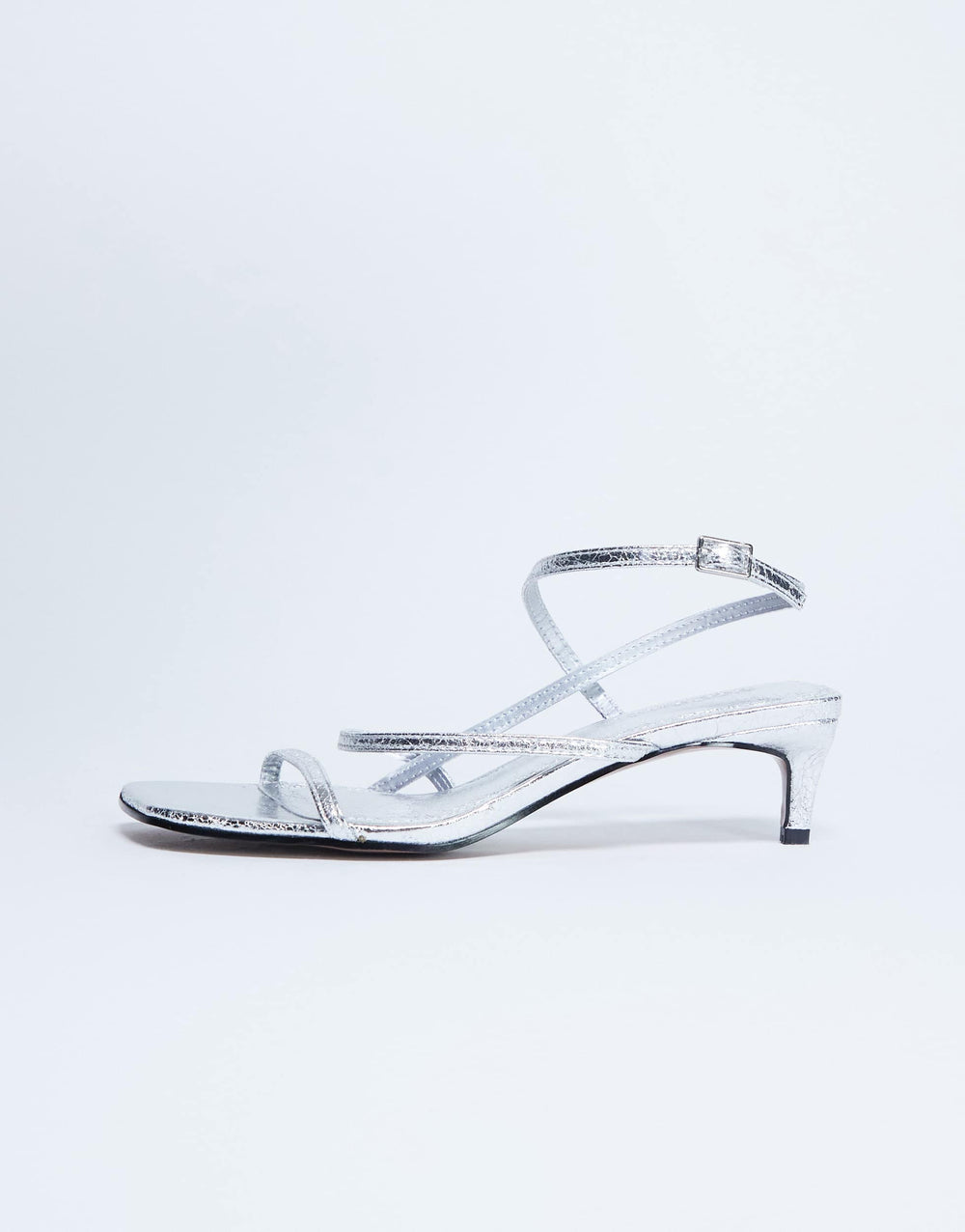 Topshop Herbst-Sandalen mit minimalistischem mittelhohem Absatz in Silber