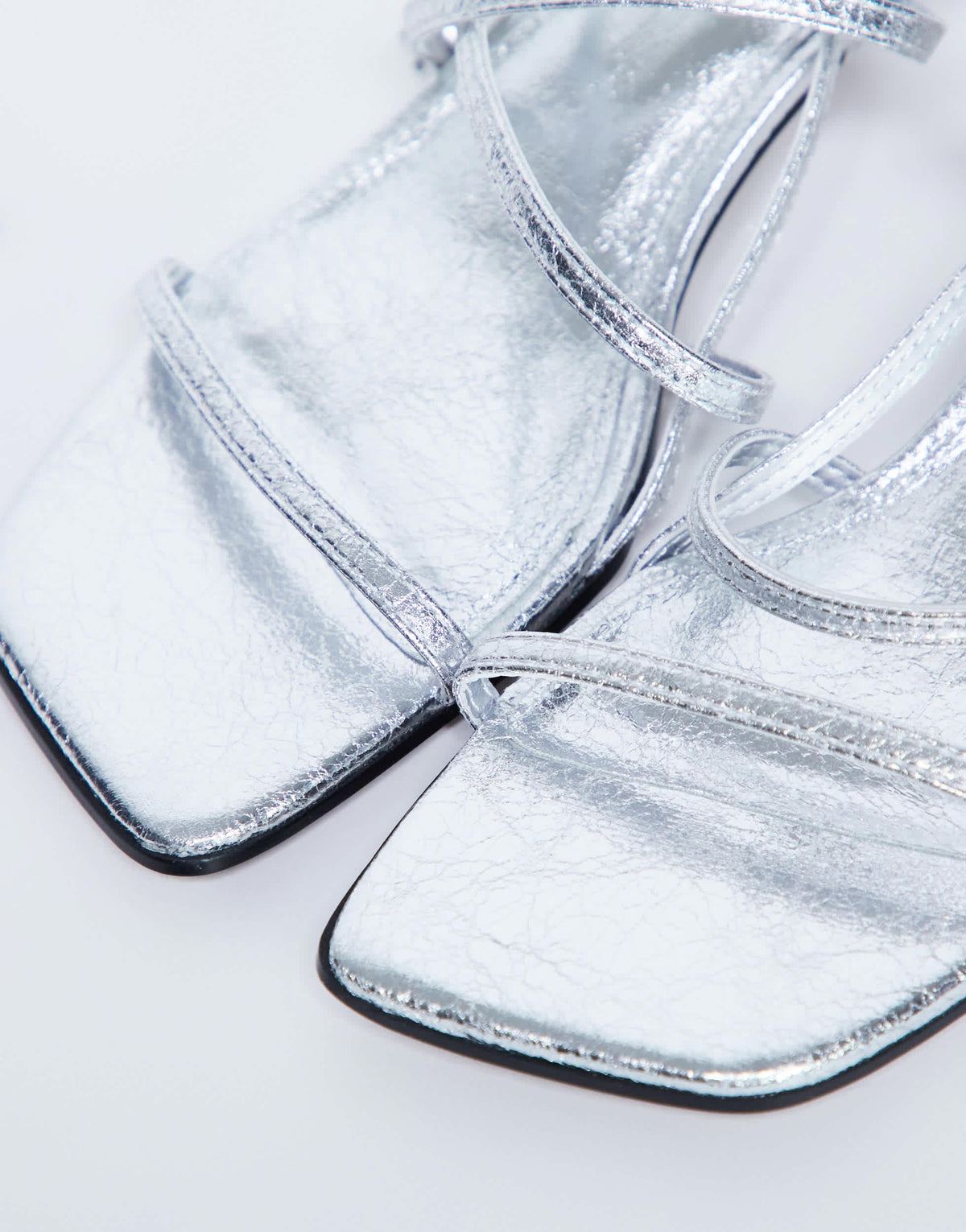 Topshop Autumn minimal mid heel sandal in silver