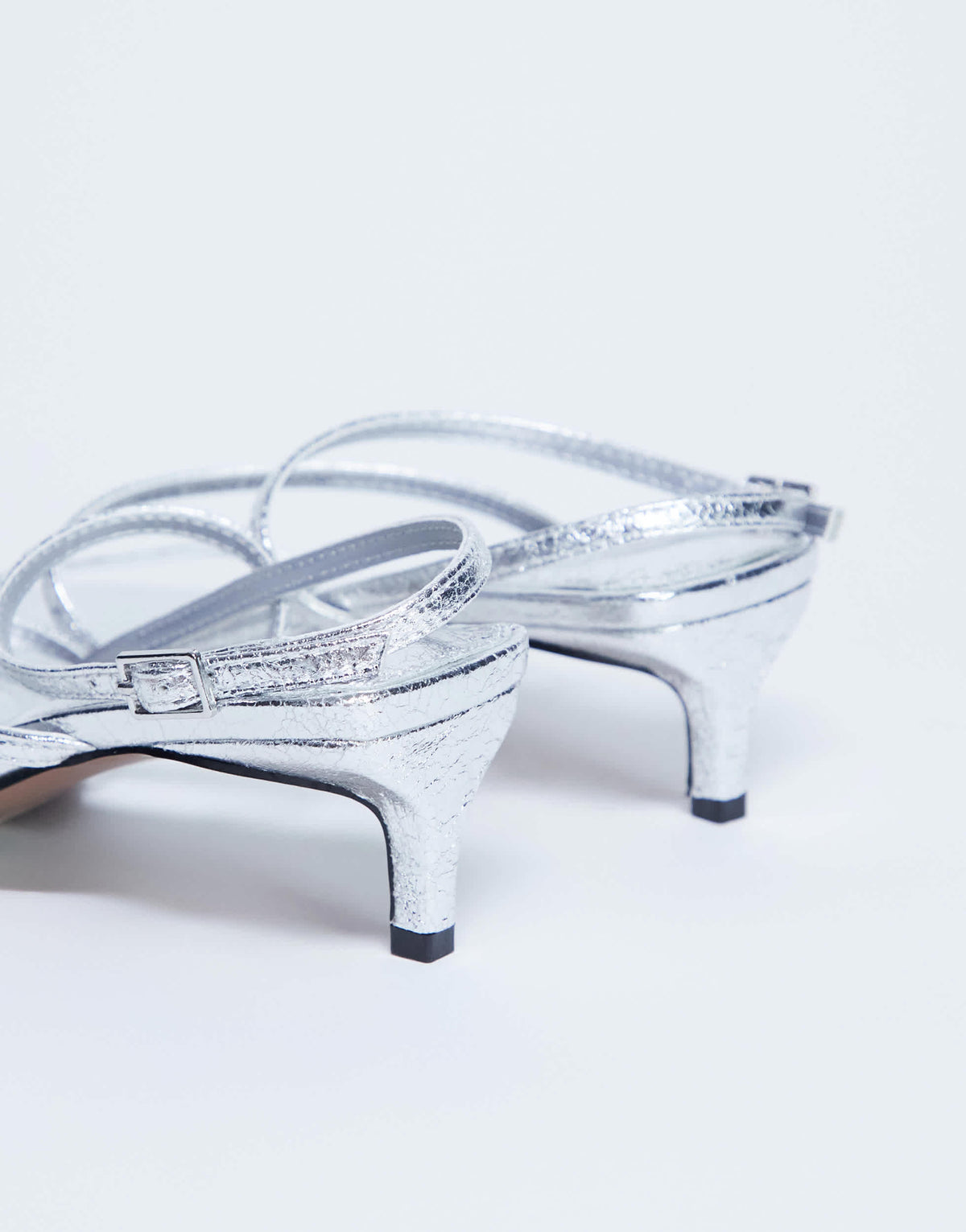 Topshop Autumn minimal mid heel sandal in silver