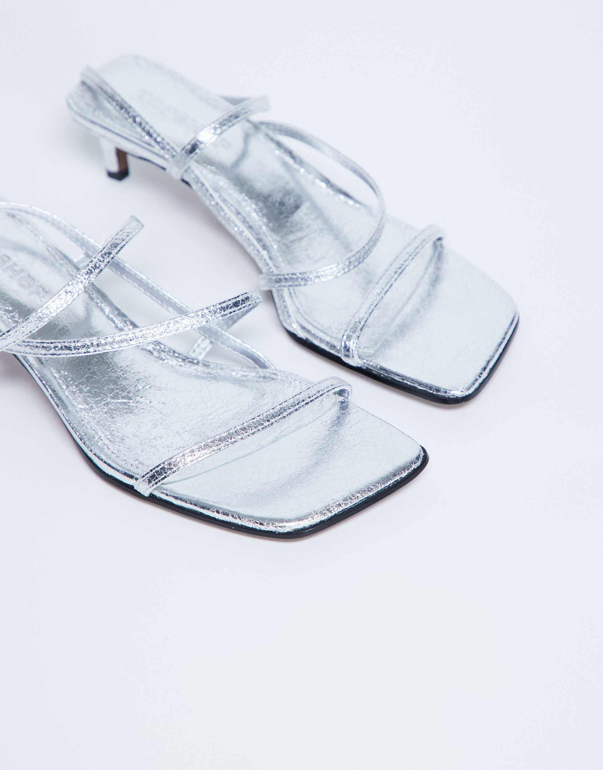 Topshop Autumn minimal mid heel sandal in silver
