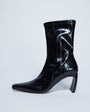 Topshop Pearl point toe ankle boot in black eel