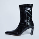 Topshop Pearl point toe ankle boot in black eel