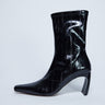 Topshop Pearl point toe ankle boot in black eel
