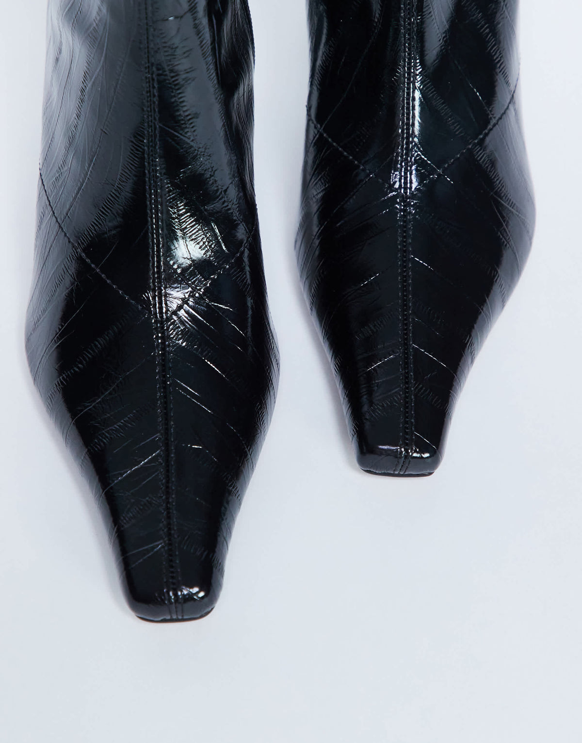 Topshop Pearl point toe ankle boot in black eel