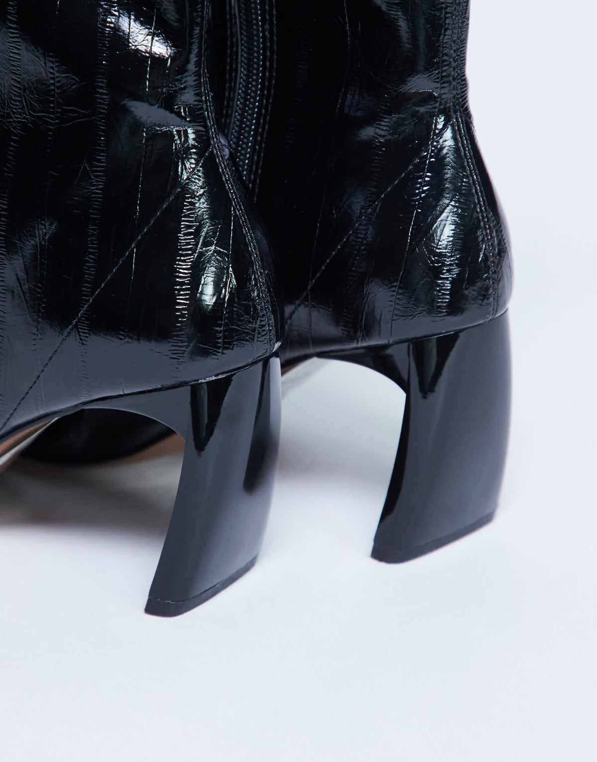 Topshop Pearl point toe ankle boot in black eel