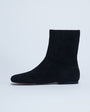 Topshop Peri real suede flat square toe boot in black