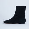 Topshop Peri real suede flat square toe boot in black
