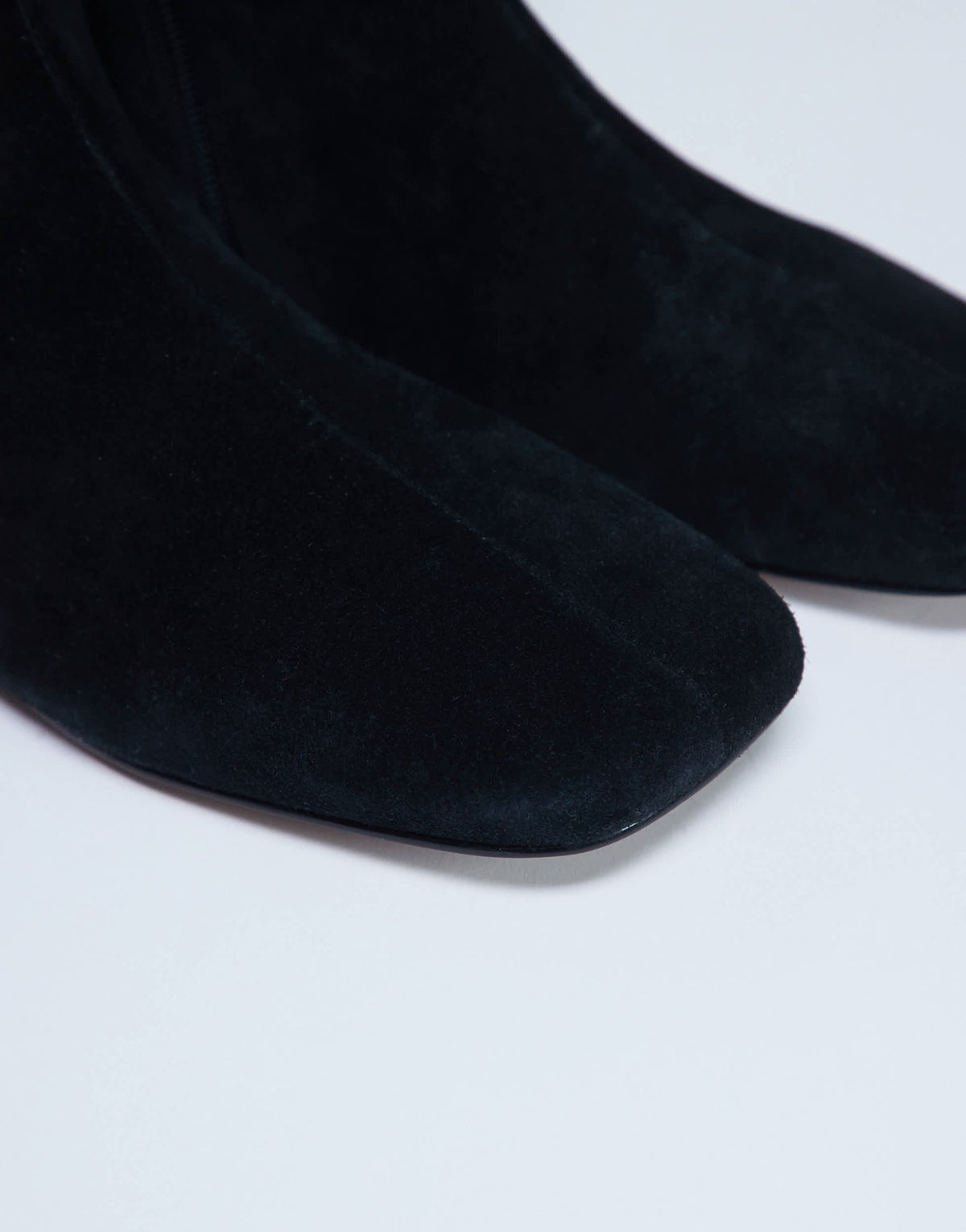 Topshop Peri real suede flat square toe boot in black