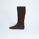 Bottes plates montantes Topshop Tess en daim véritable couleur chocolat