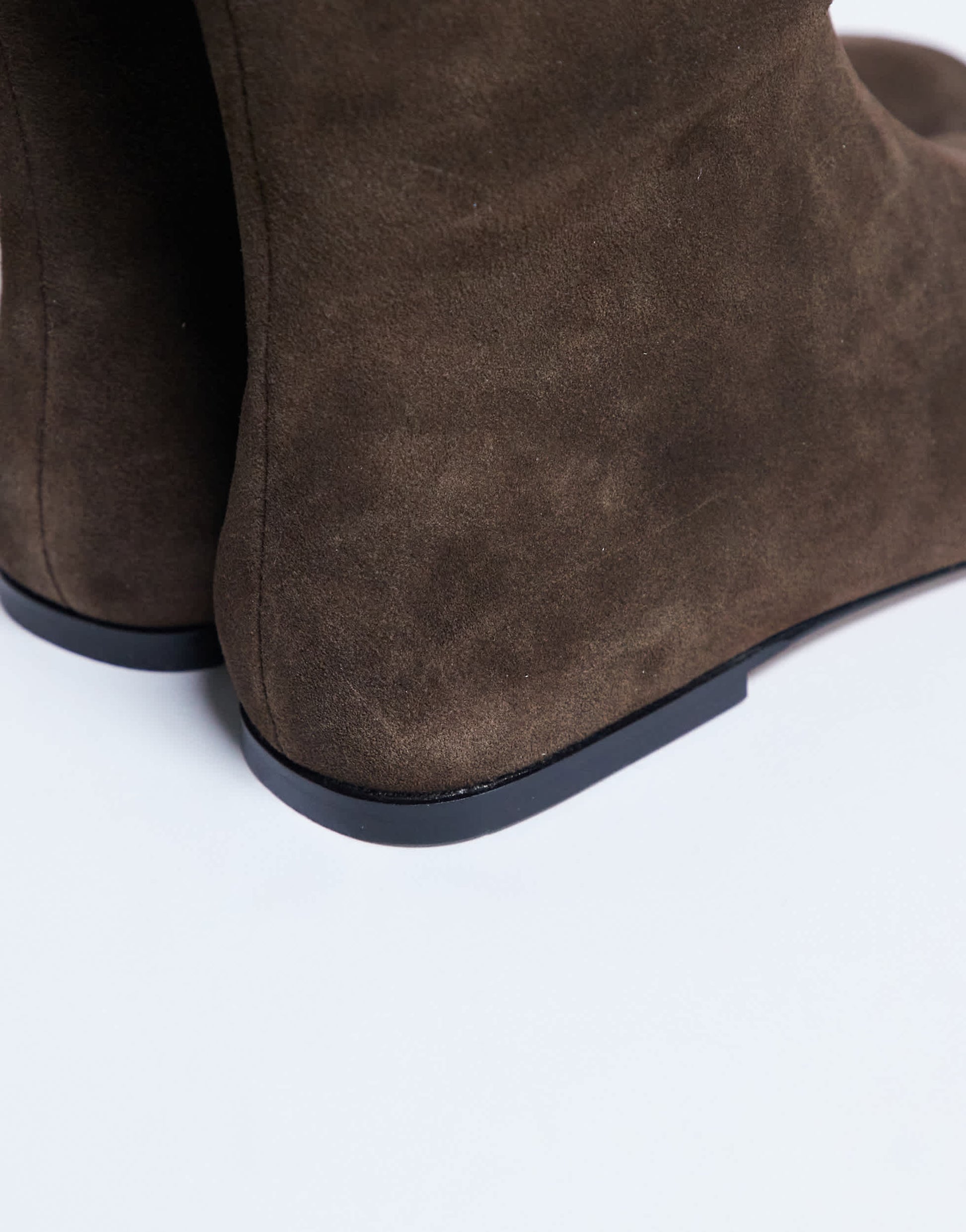 Topshop Tess real suede knee high flat boot in chocolate