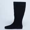 Topshop Tess real suede knee high flat boot in black