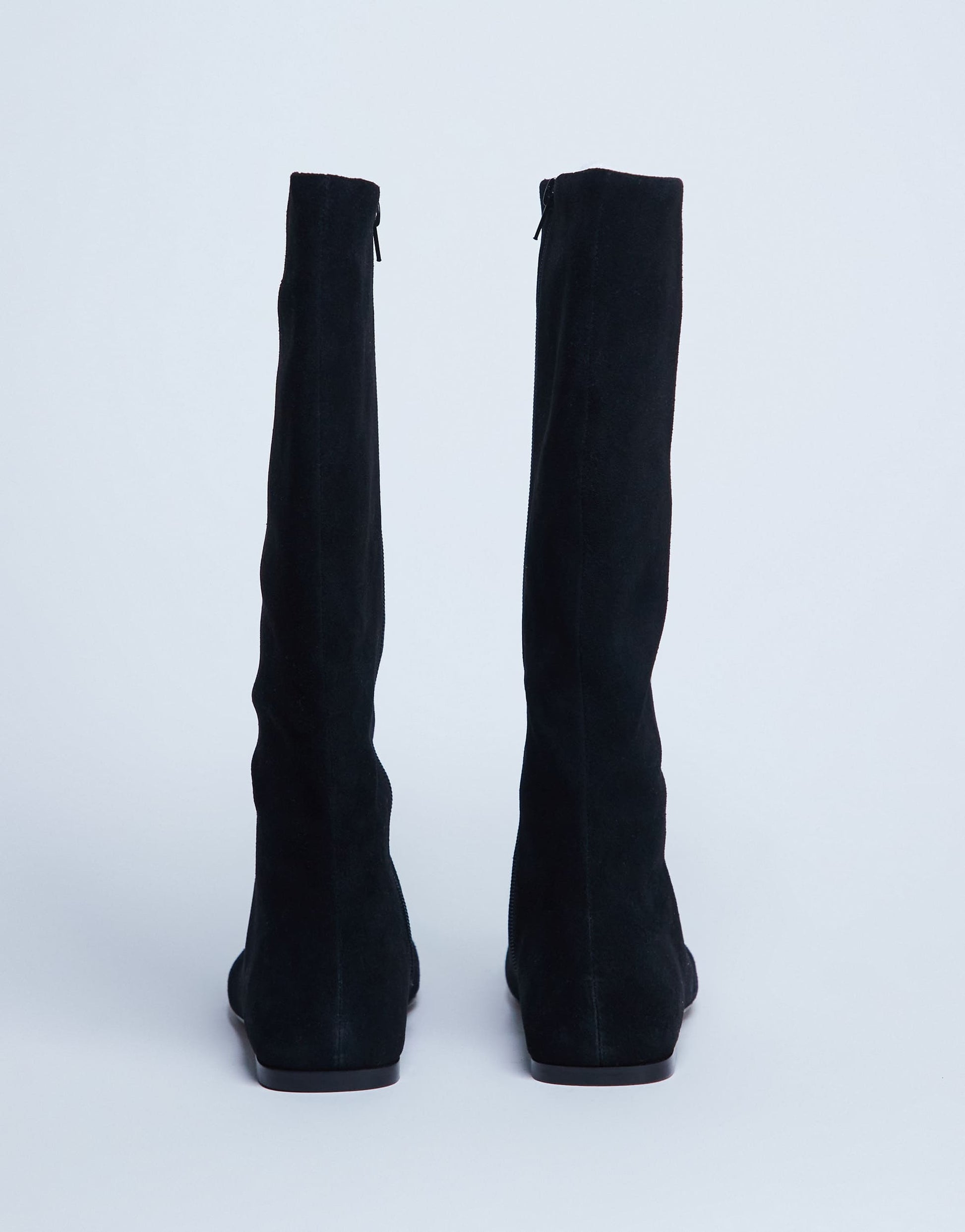 Topshop Tess real suede knee high flat boot in black