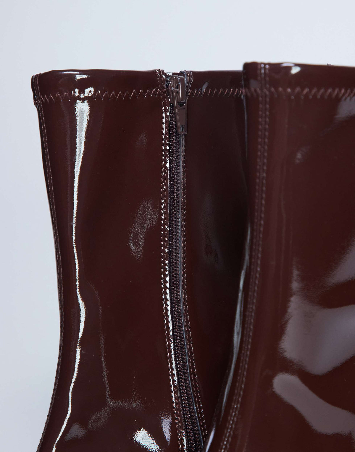 Topshop Pippa point toe stretch ankle boot in patent chocolate