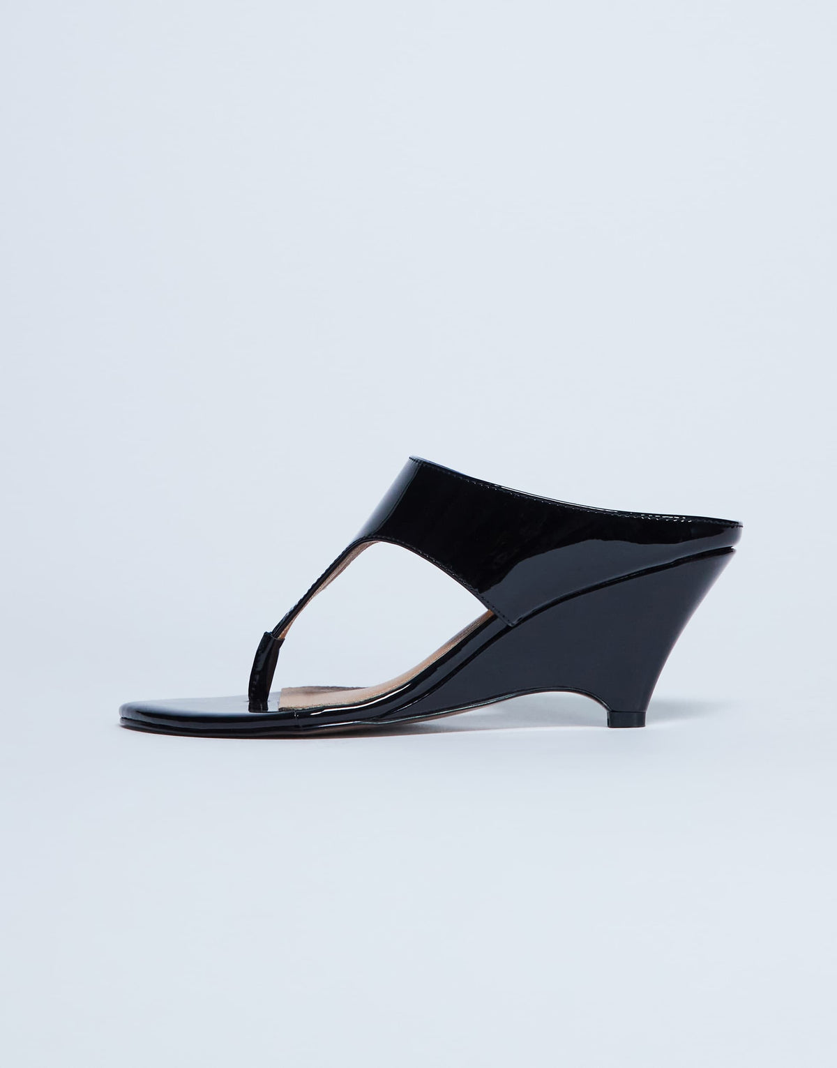 Topshop Ally toe thong wedge sandal in black