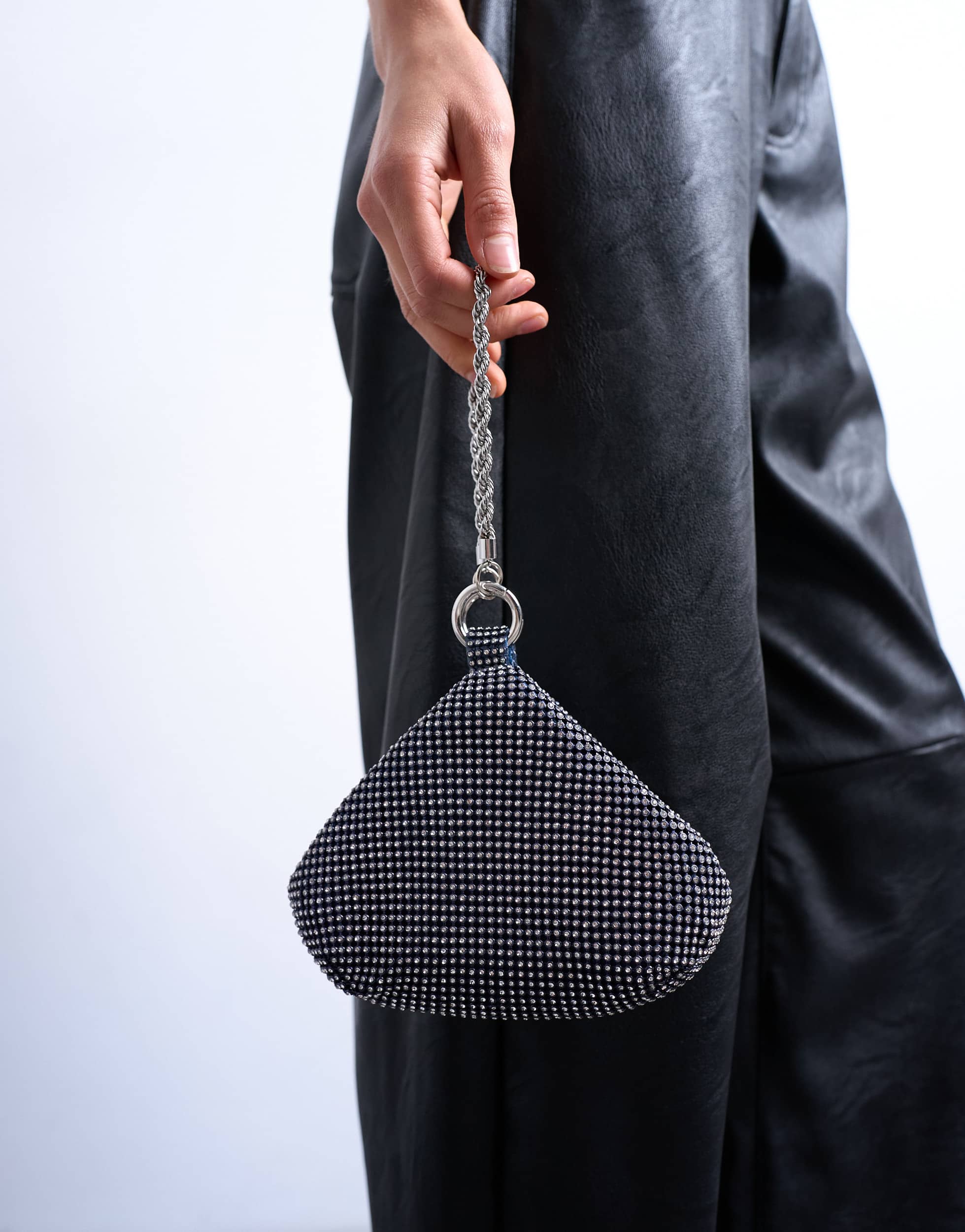 Topshop Galaxy diamante grab bag in navy