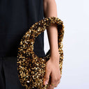 Topshop Santana scoop sequin shoulder bag in gold