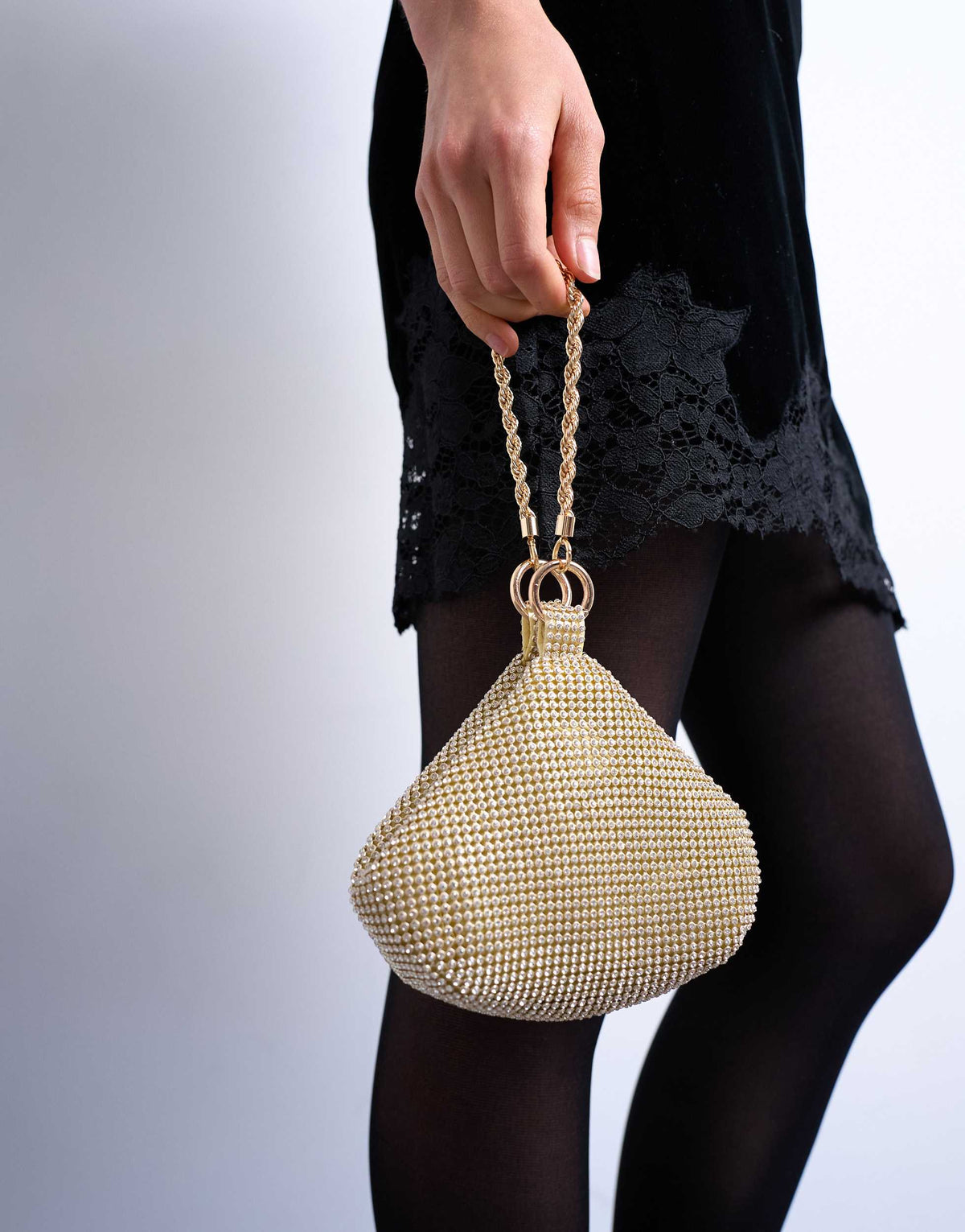 Topshop Galaxy small diamante grab bag in gold