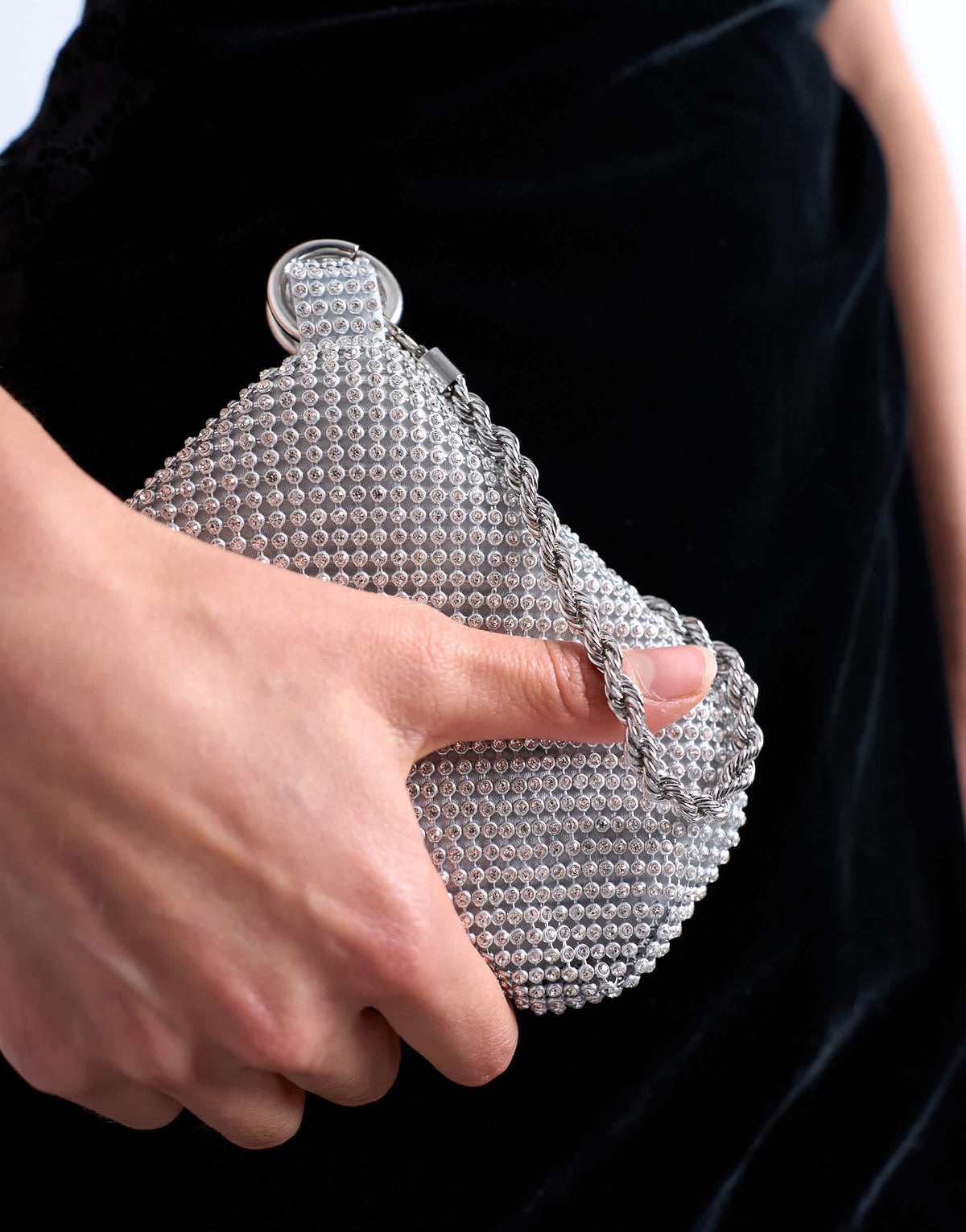 Topshop Galaxy diamante grab bag in silver