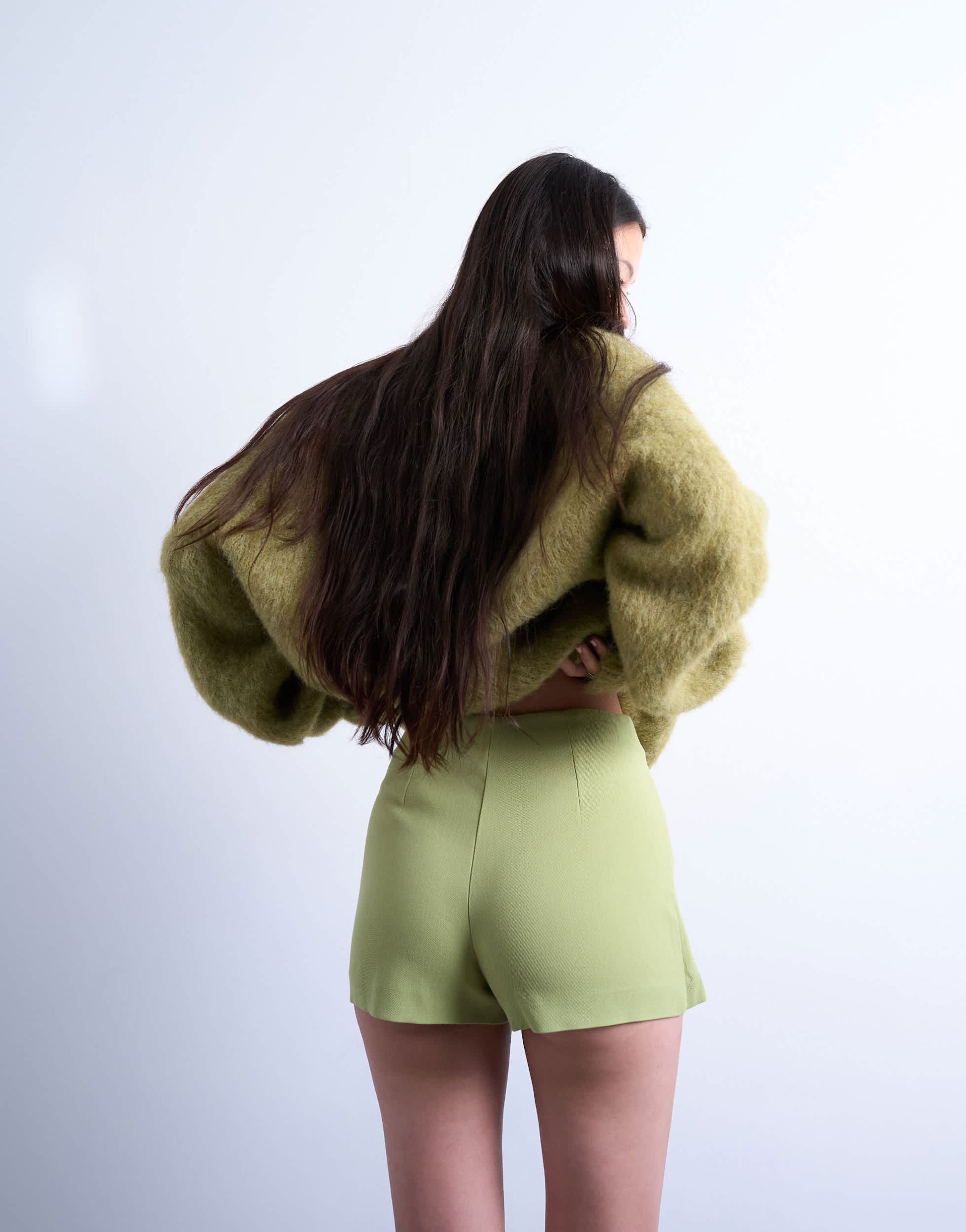 Topshop twill clean skort in avocado green