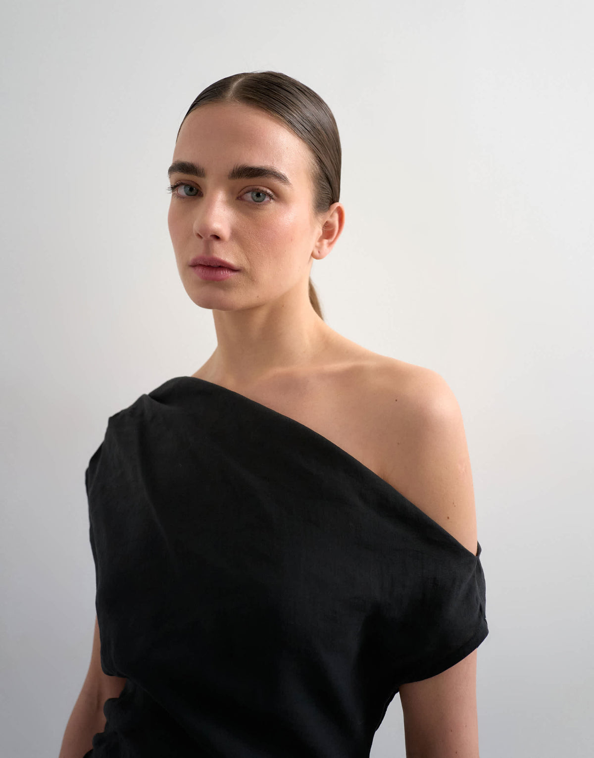 Topshop grown on shoulder maxi dress in black