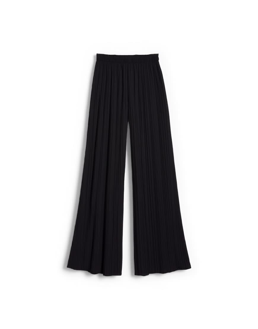 Topshop crinkle wide leg trousers in black