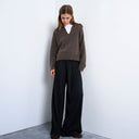 Topshop Crinkle-Hose mit weitem Bein in Schwarz