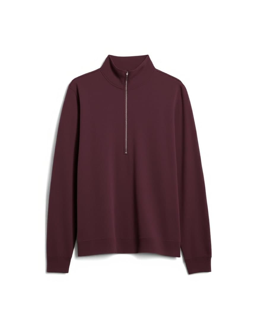 Topman premium oversized fit 1/4 zip funnel neck in burgundy