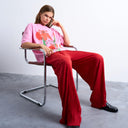 Topshop Crinkle-Hose mit weitem Bein in Rot