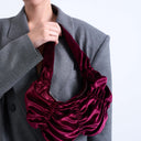 Topshop Saphire ruched velvet shoulder bag in plum