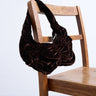 Topshop Saphire ruched velvet shoulder bag in chocolate