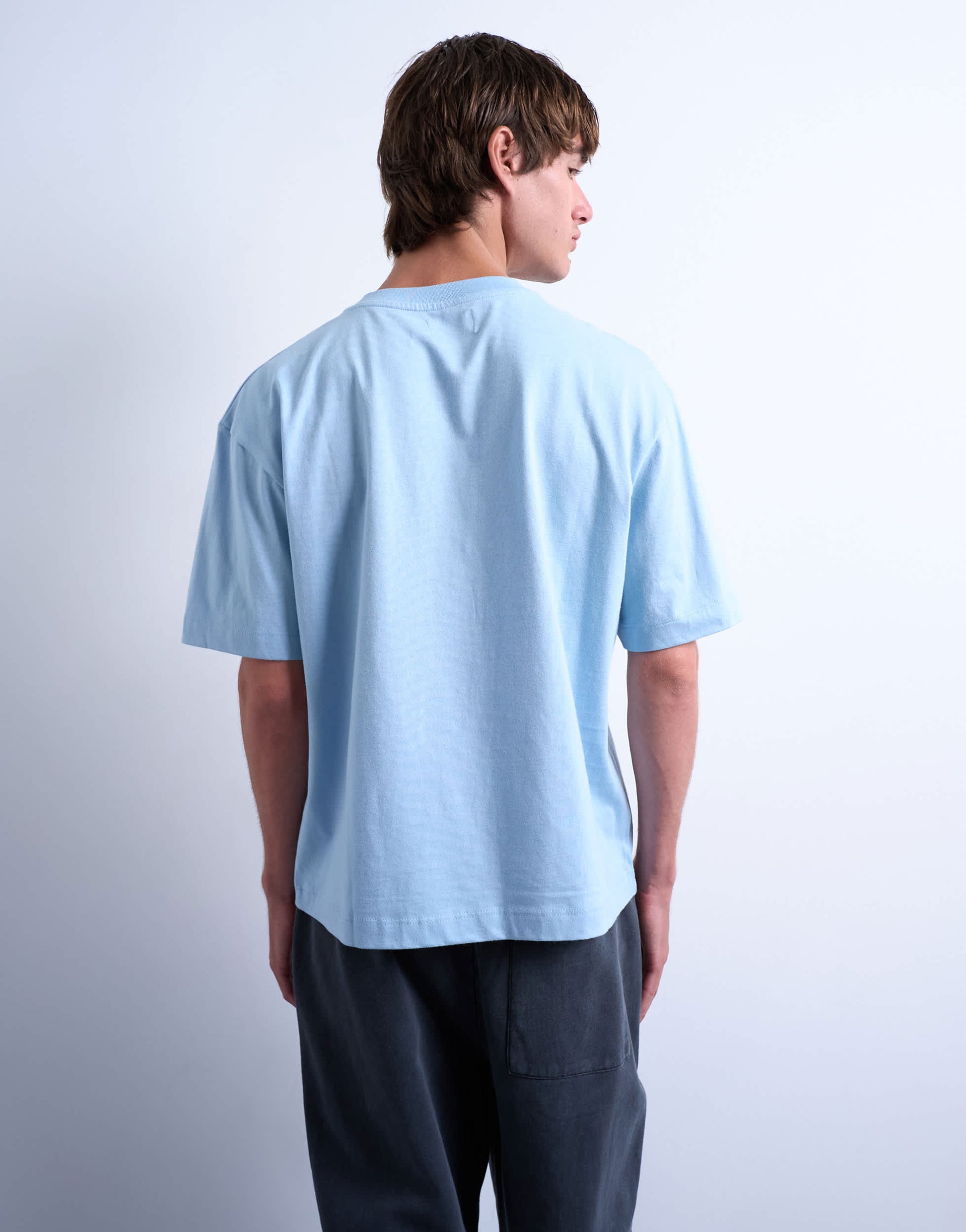 Topman cropped fit t-shirt in light blue